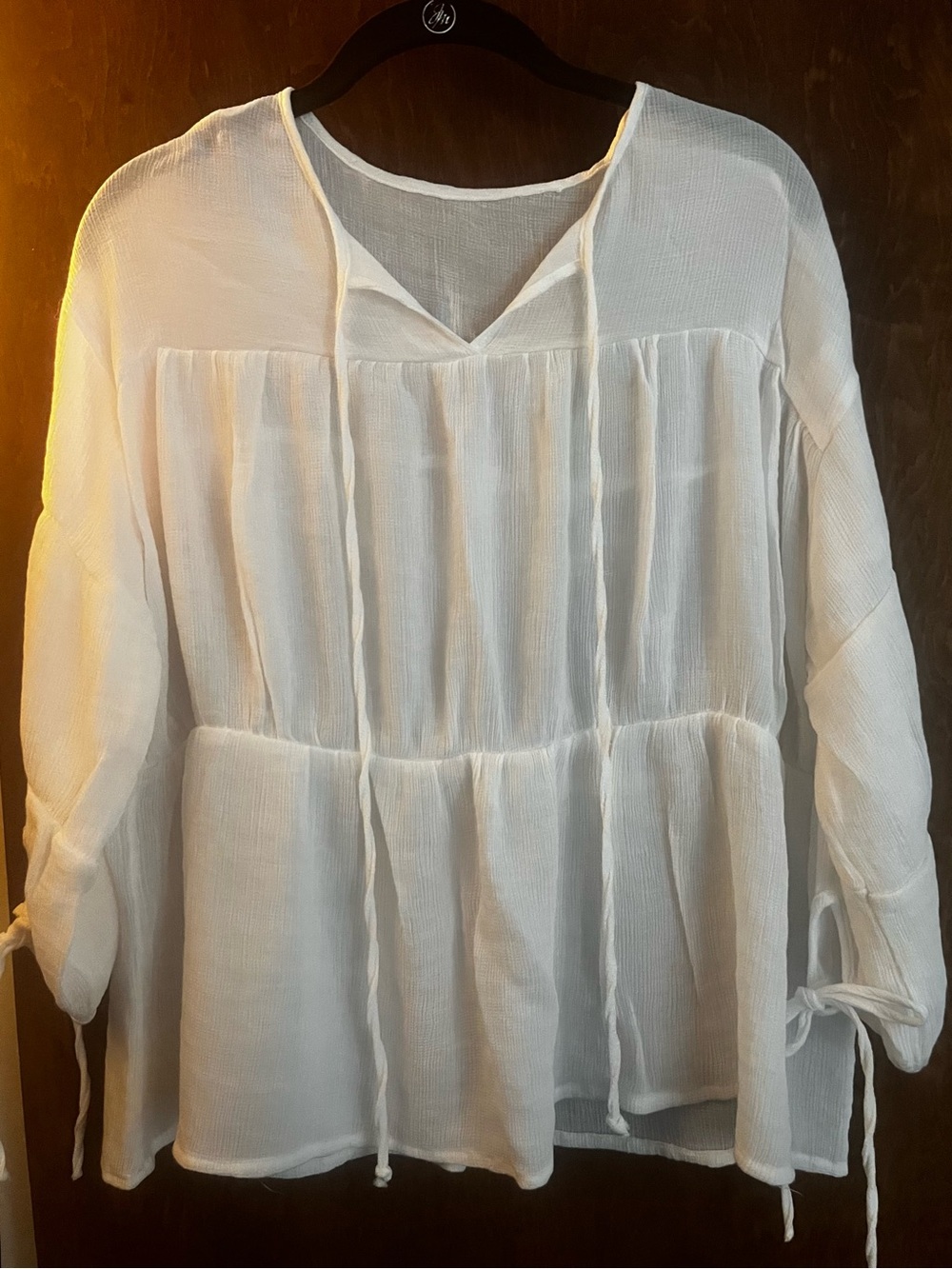 Women's White Gauze Peasant Top - Lightweight Boho Blouse